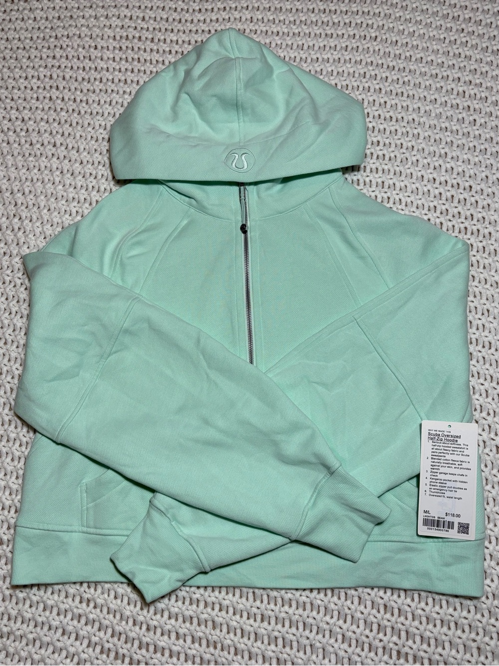 Lululemon sea mist scuba oversized half zip hoodie size m/l